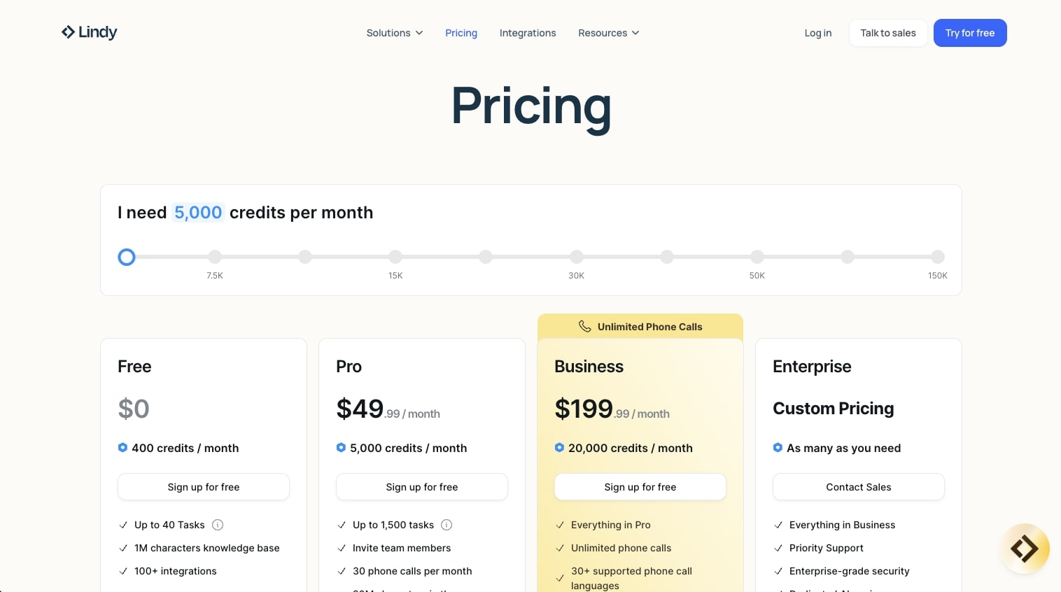 Lindy AI pricing