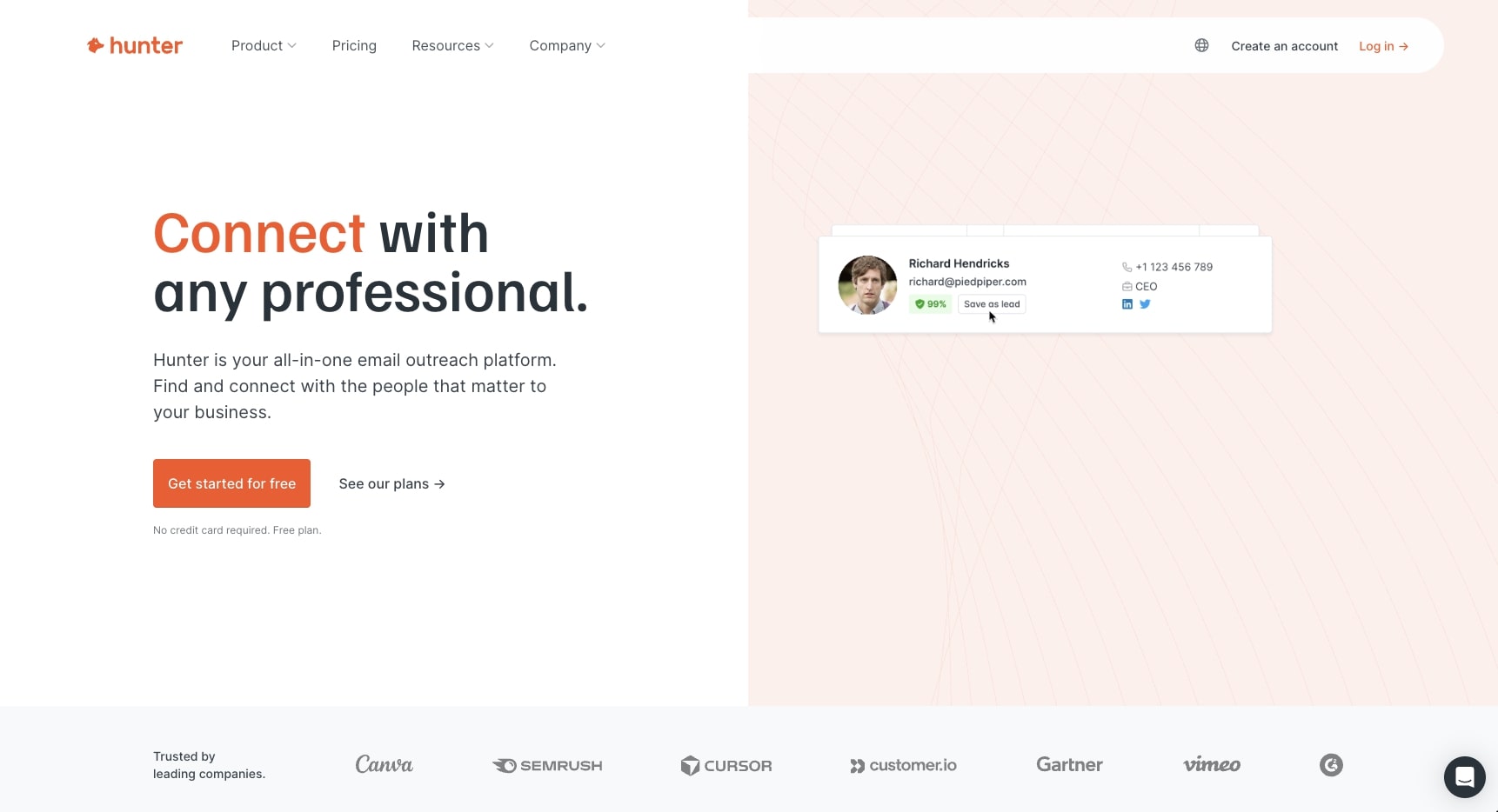 Hunter.io email finder tool