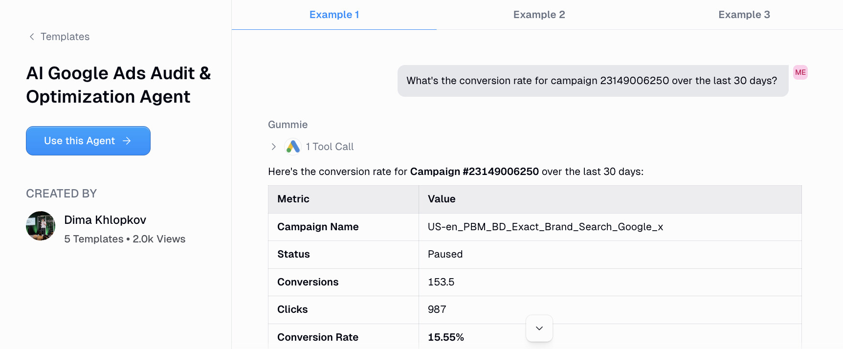 Google Ads AI agent