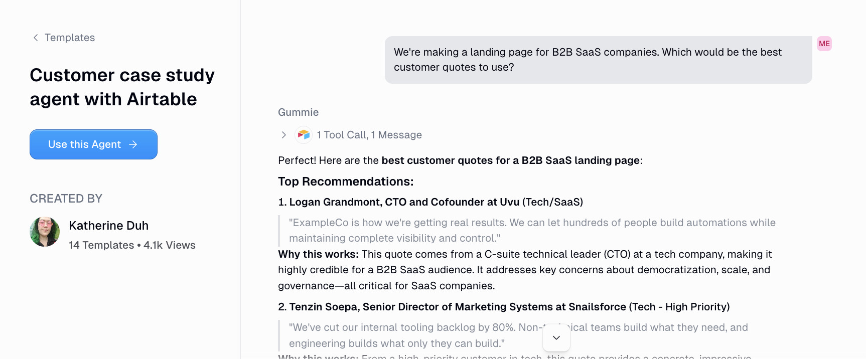 Customer case study AI agent
